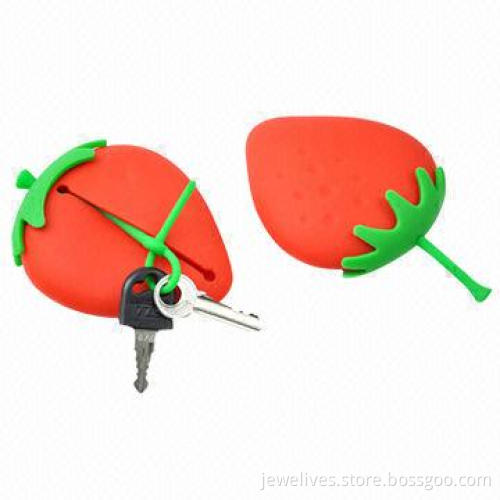 Strawberry-shaped silicone keychains